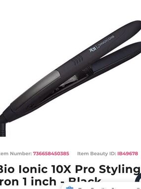 Bio Ionic 10X Pro Black 1" Hair Straightener